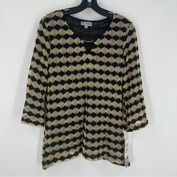 JM Collection Women’s 3/4 Sleeve V neck Lined Knit Blouse size S - Picture 1 of 3